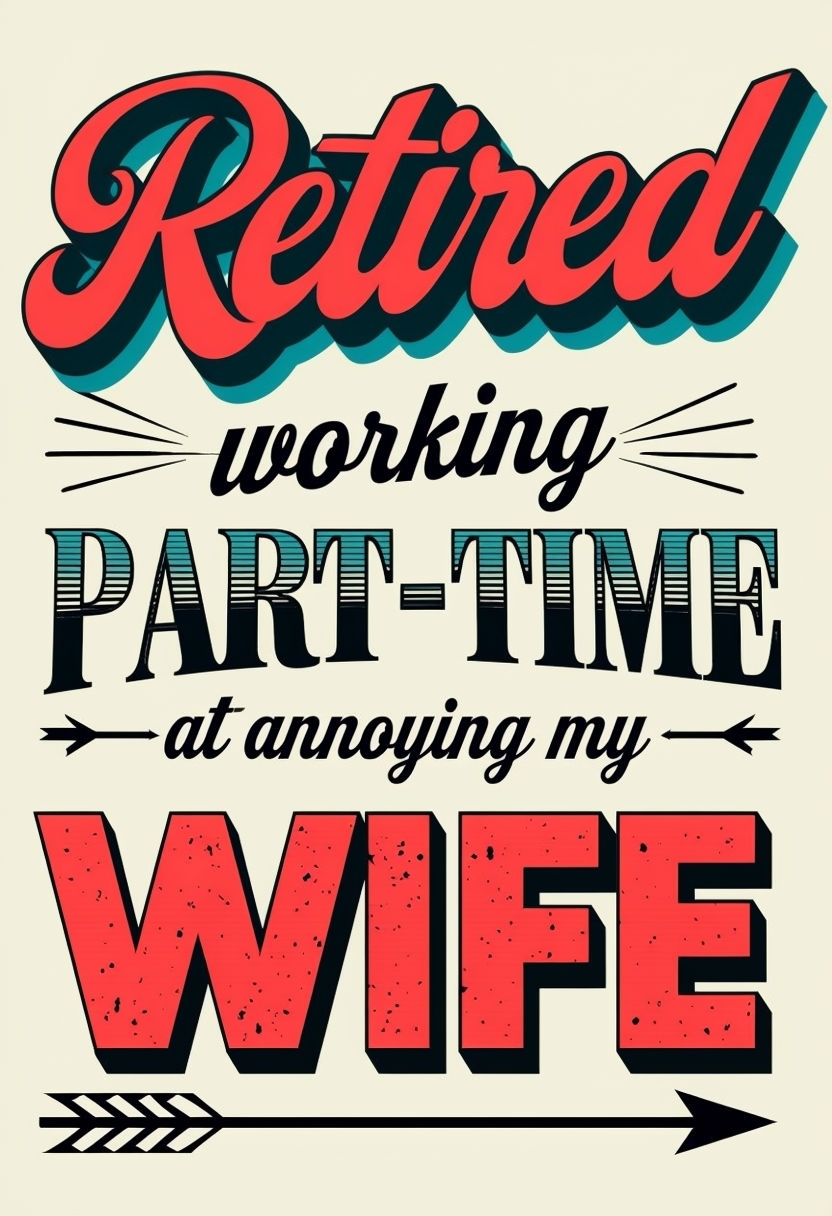 Humorous Retro Retired Working Typography Poster