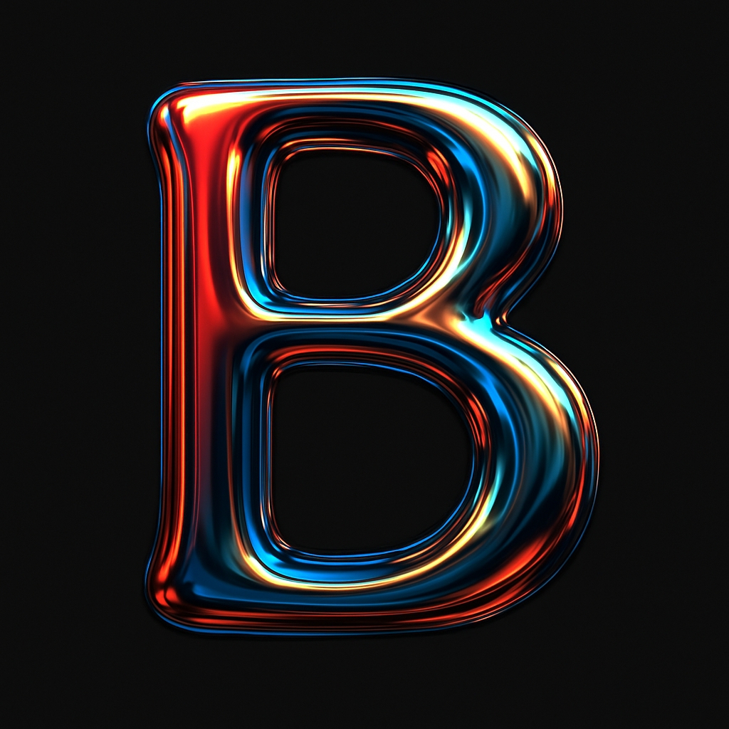 Vibrant 3D Metallic Letter B with Gradient Colors Monogram