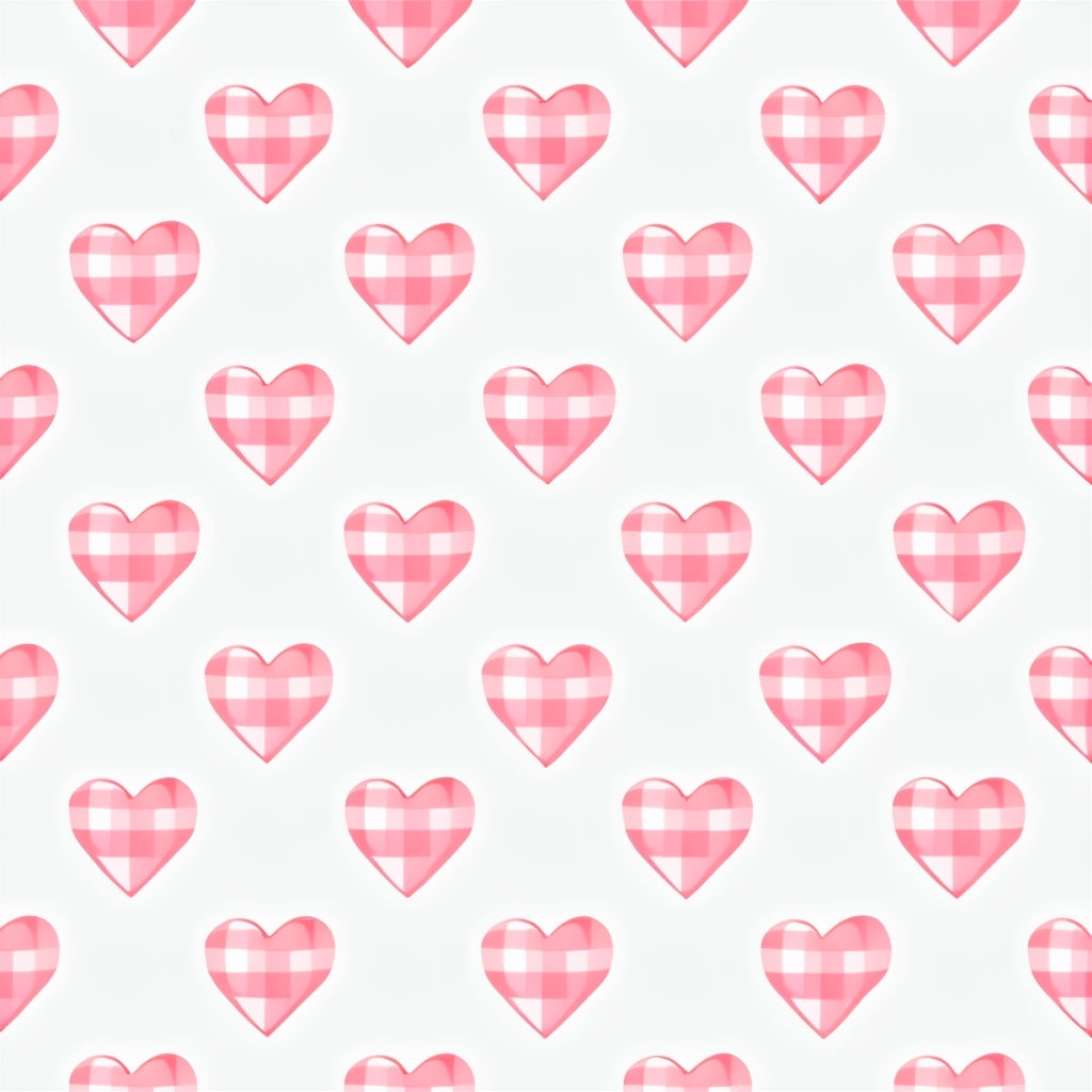 Classic Gingham Check Pattern with Heart Shapes Design Seamless Pattern