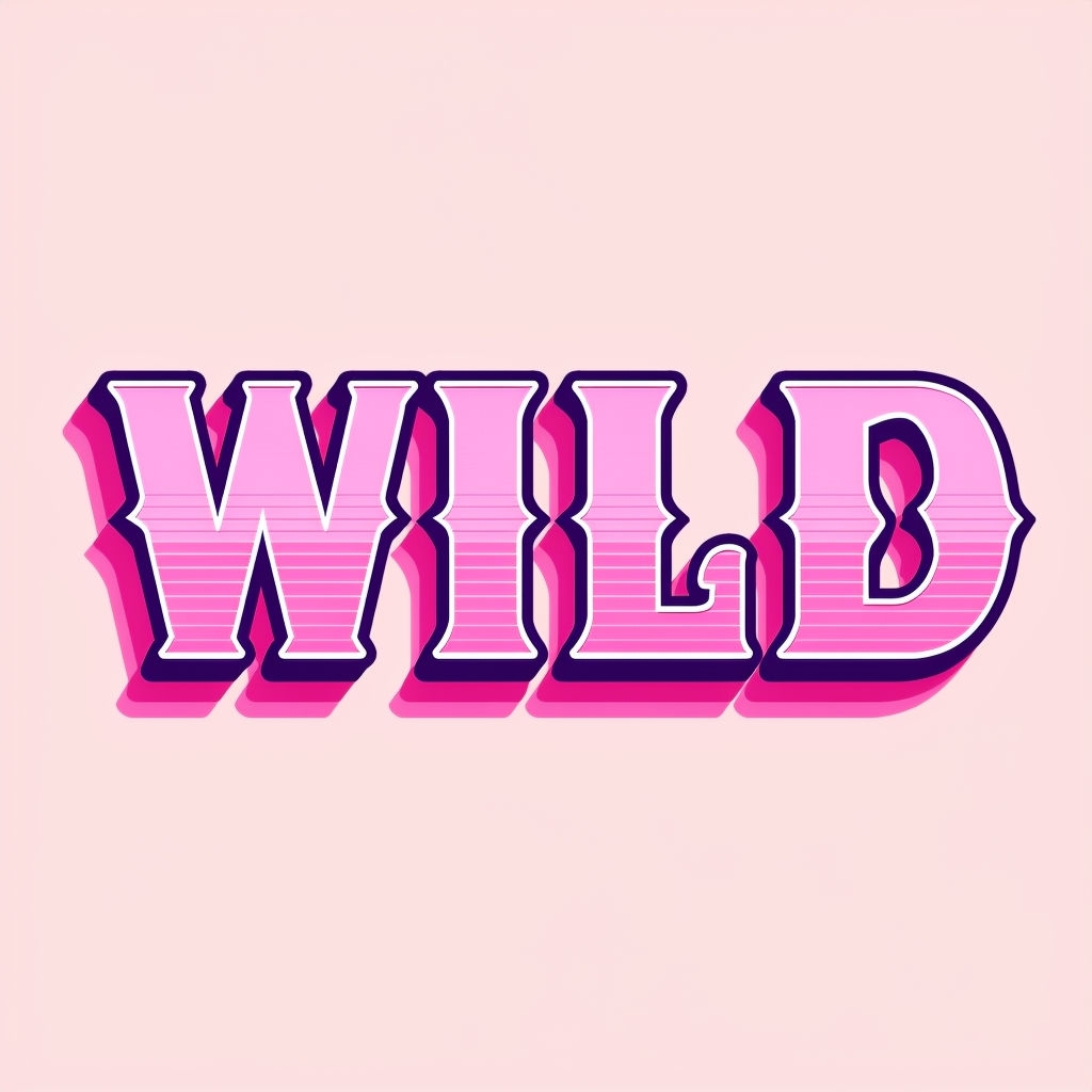 Bold Retro WILD Typographic Design with Pink and Purple Colors Logo