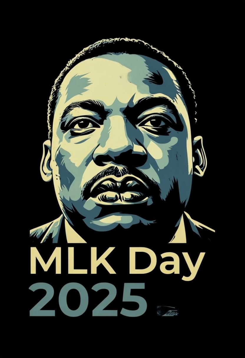 Powerful MLK Day 2025 Portrait in Bold Graphic Style Poster