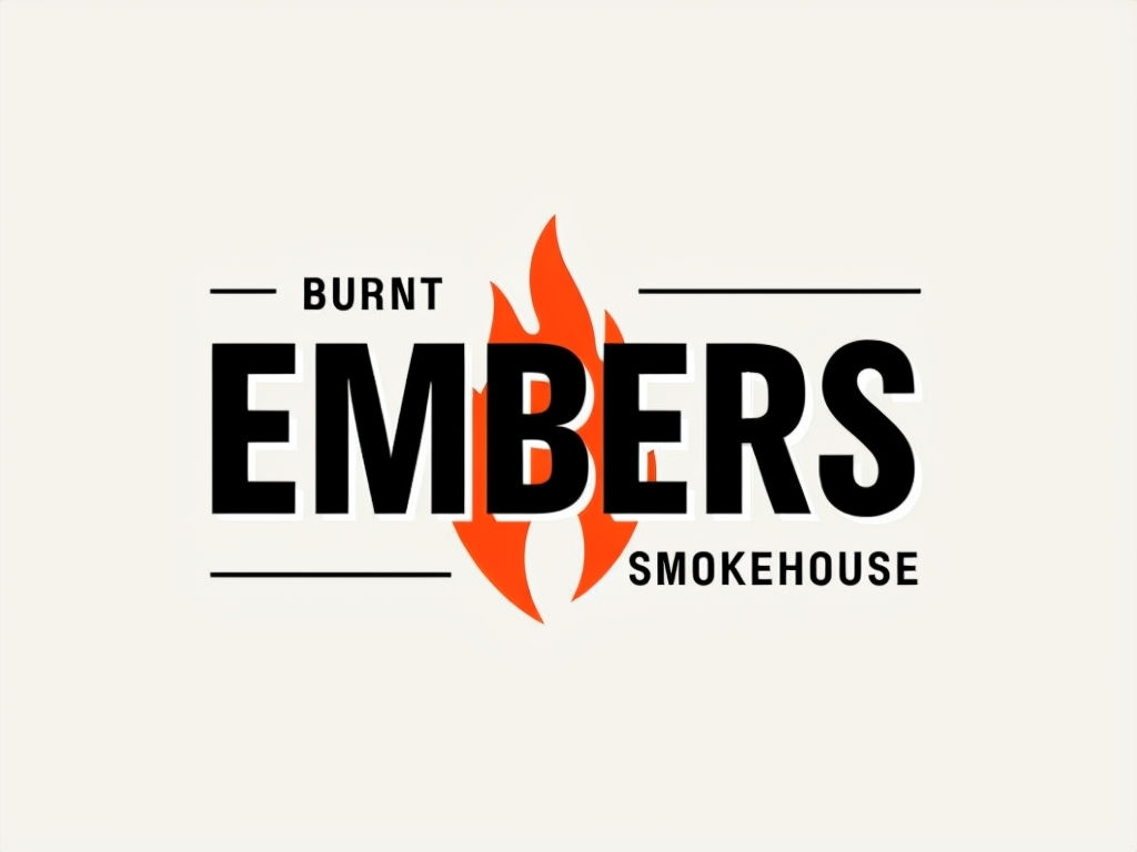 Modern Minimalist Embers Burnt Smokehouse Logo