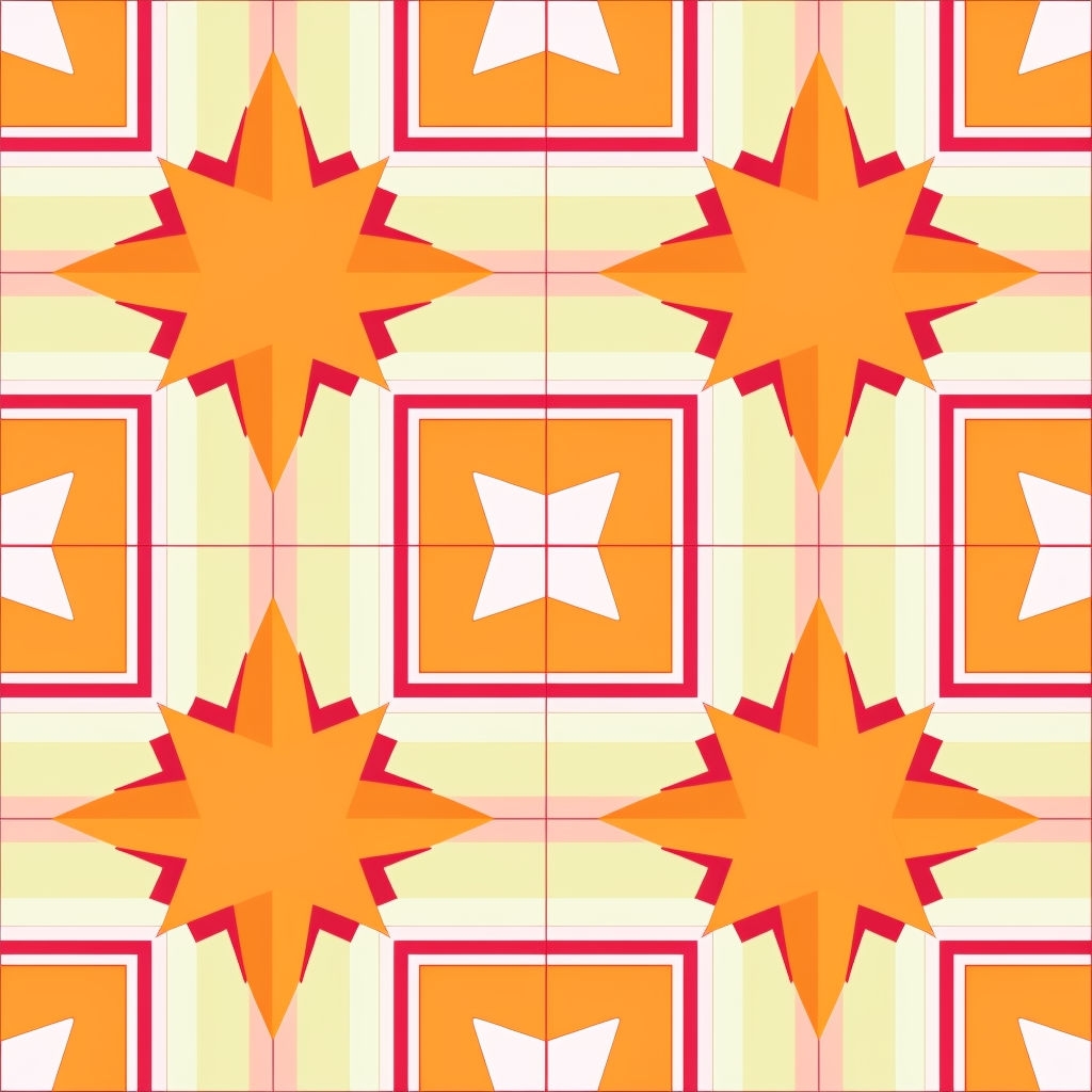 Vibrant Geometric Seamless Pattern with Star-Shaped Designs Seamless Patterns