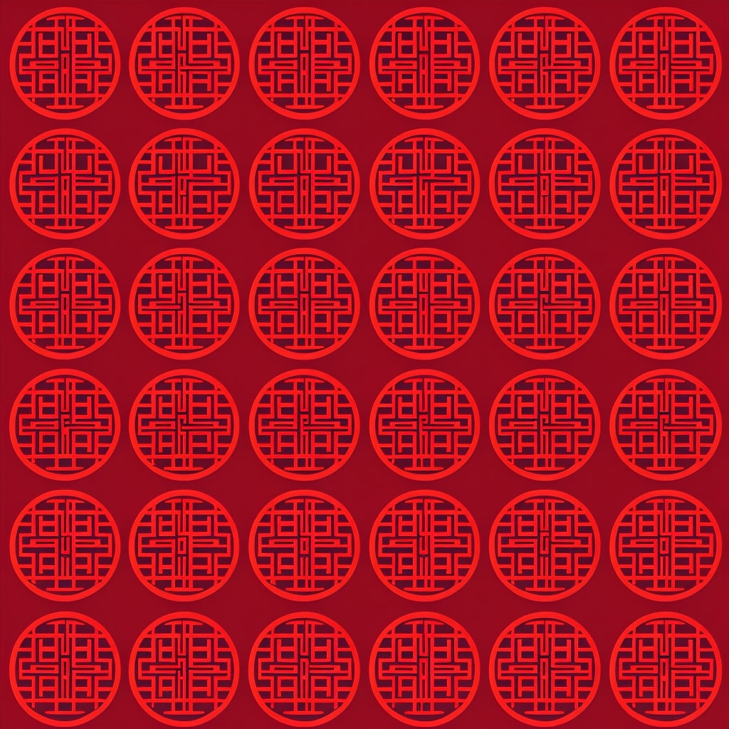 Intricate Red Chinese Motifs Symmetrical Pattern Design Seamless Patterns
