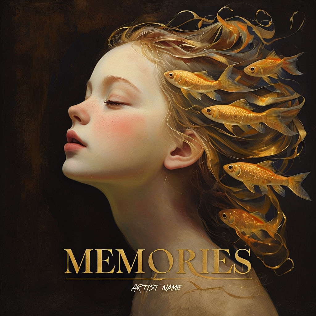 Ethereal Memories Digital Art with Flowing Fish Illustrations Spotify Album Cover