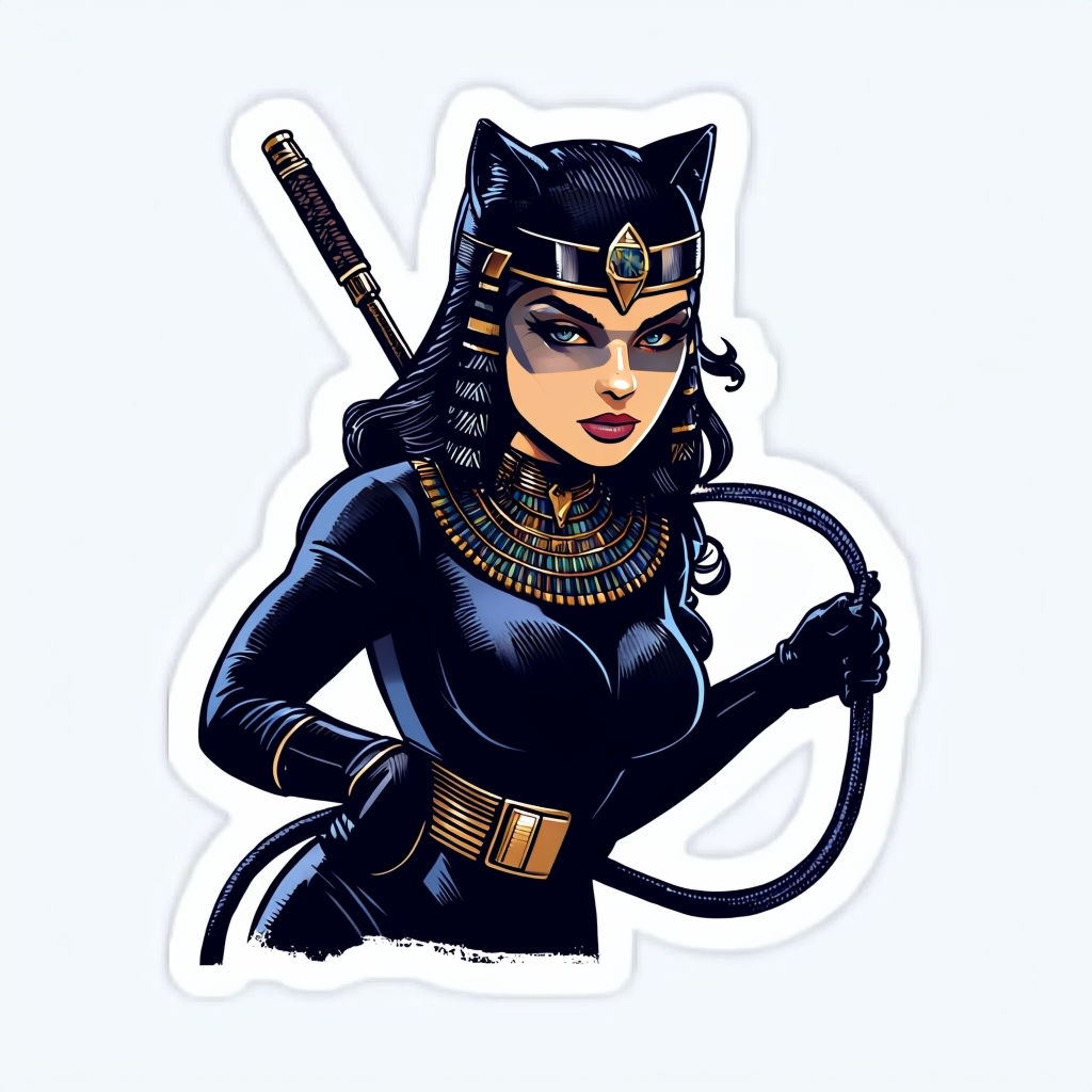Cleopatra as Catwoman Hybrid Character Design Sticker