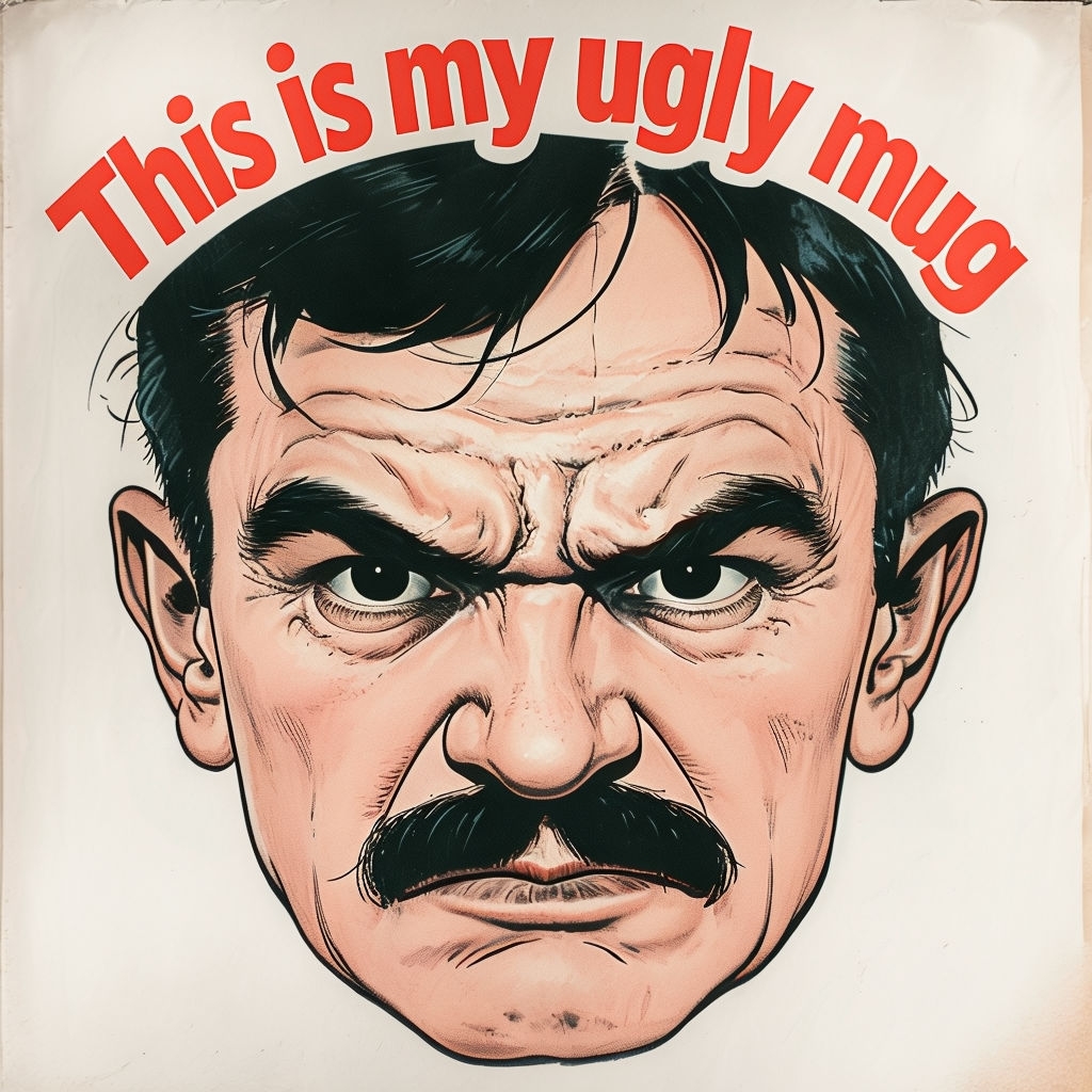 Angry Vintage Comic Man Face Illustration This is My Ugly Mug