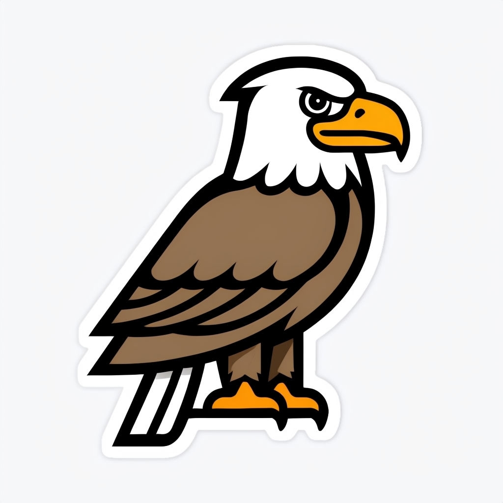 Playful Cartoon Bald Eagle Illustration with Bold Colors Sticker