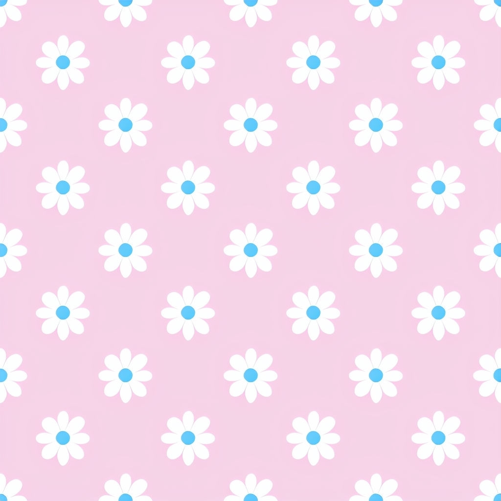 Cheerful Daisy Flower Seamless Pattern on Light Pink