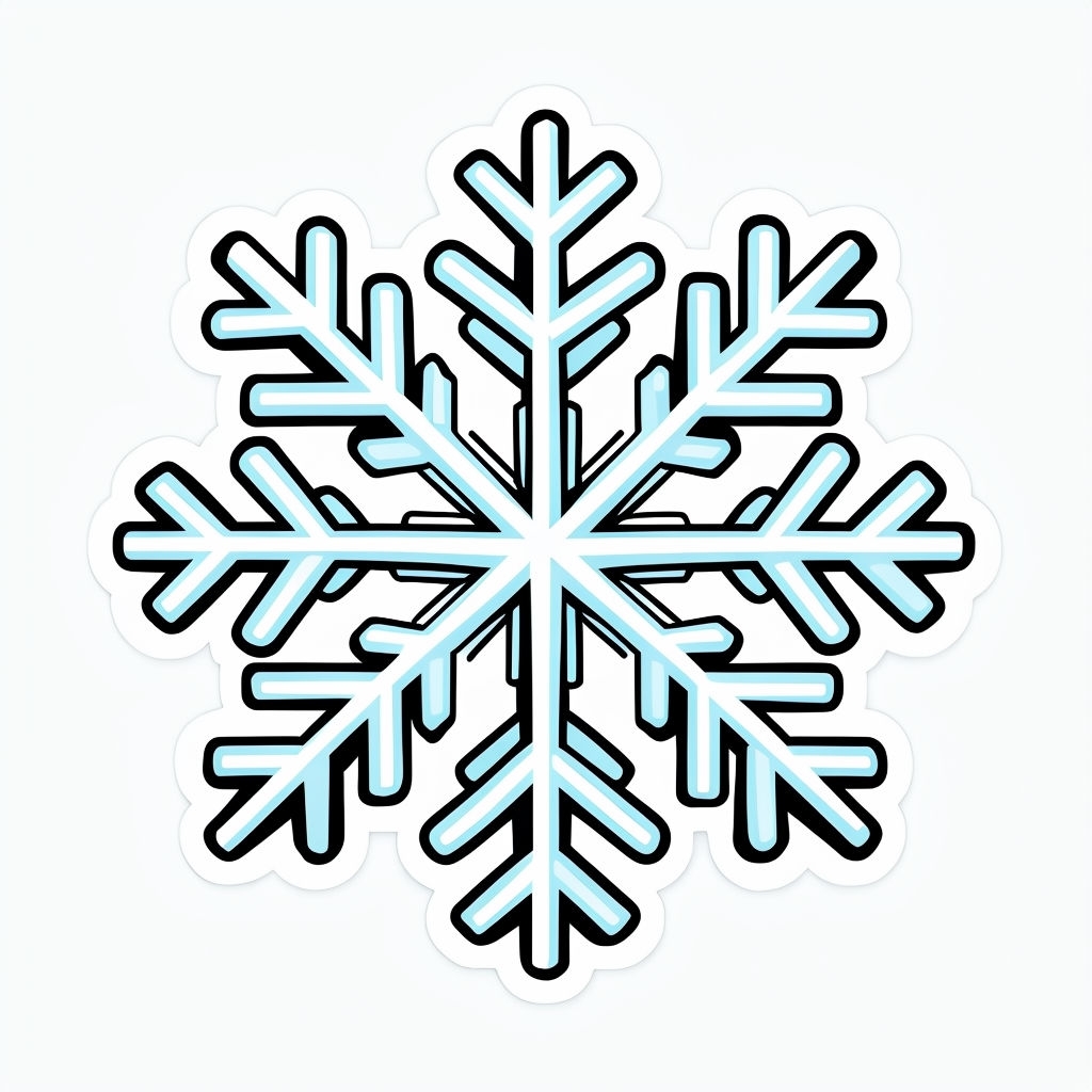 Intricate Cartoon Snowflake Design for Winter Sticker