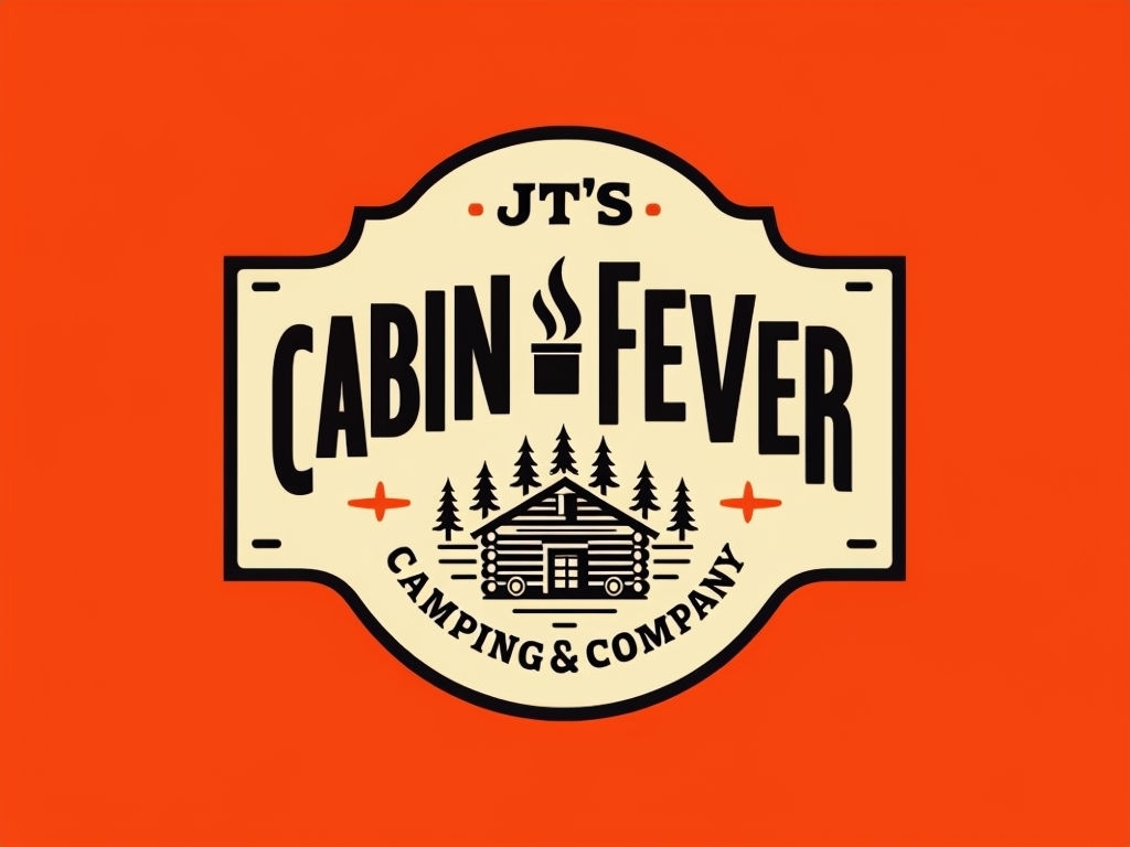 Vintage JT's Cabin Fever Logo Design for Rustic Hats