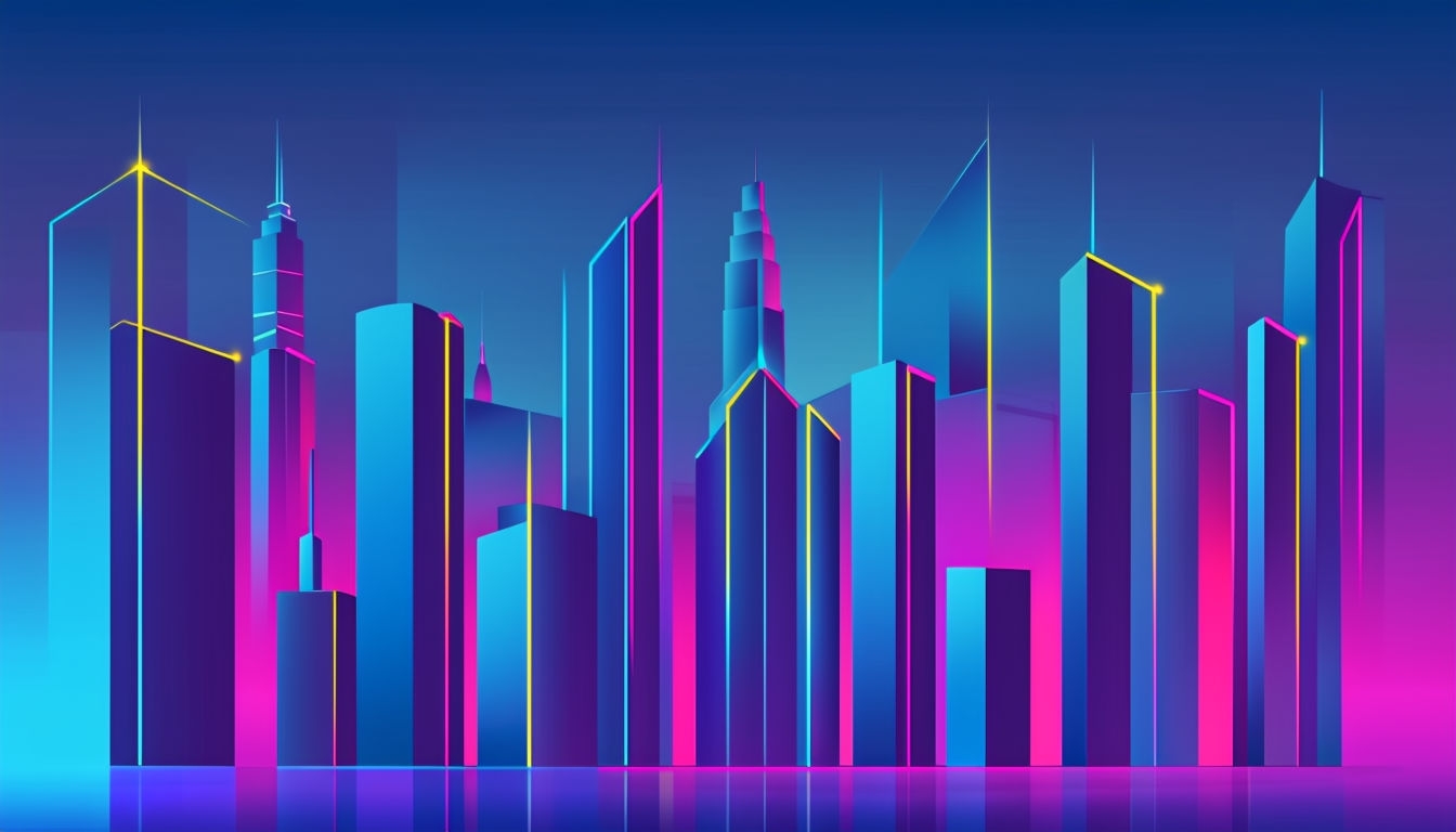 Futuristic Abstract Cityscape with Neon Accents Virtual Background