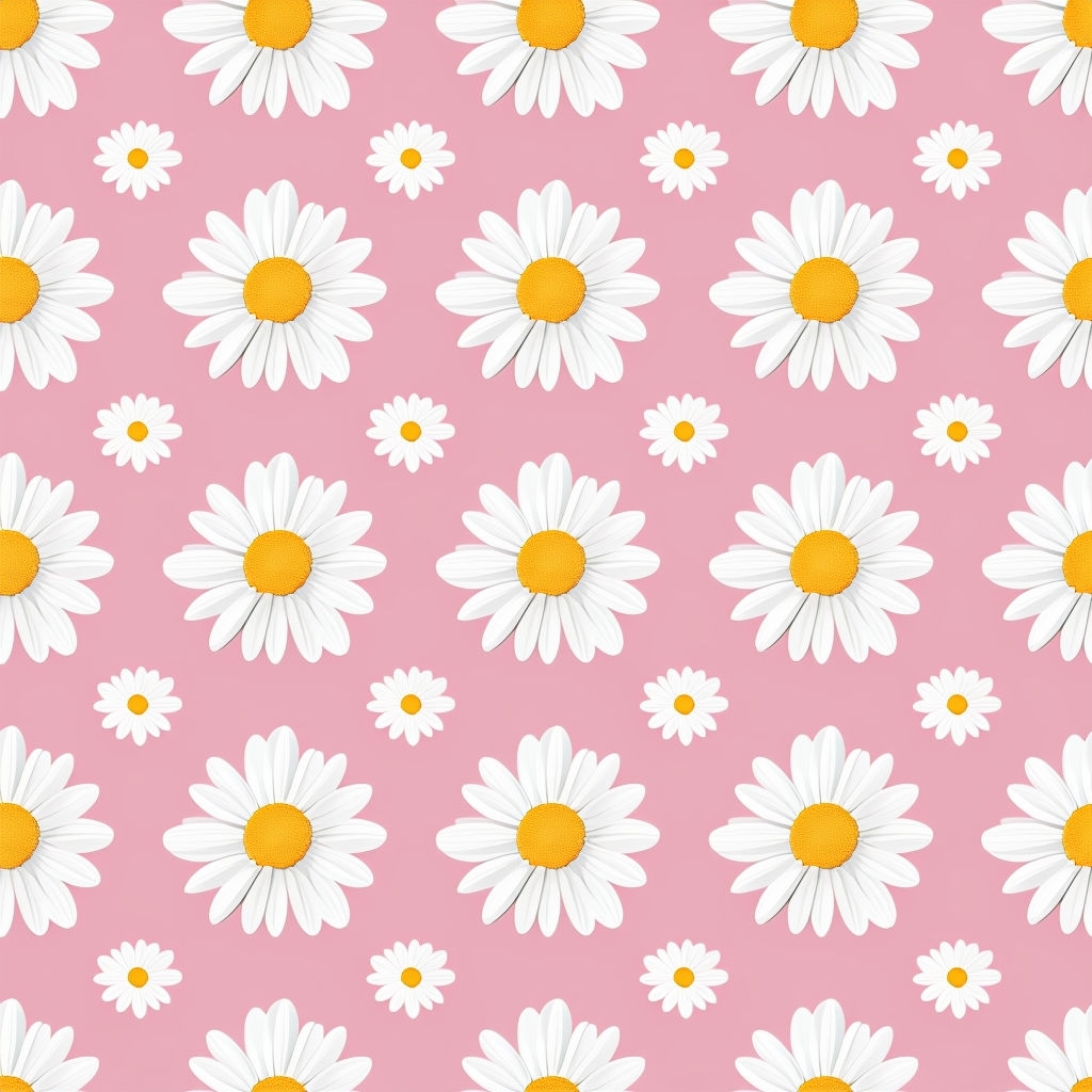Cheerful White Daisies on Light Pink Seamless Pattern
