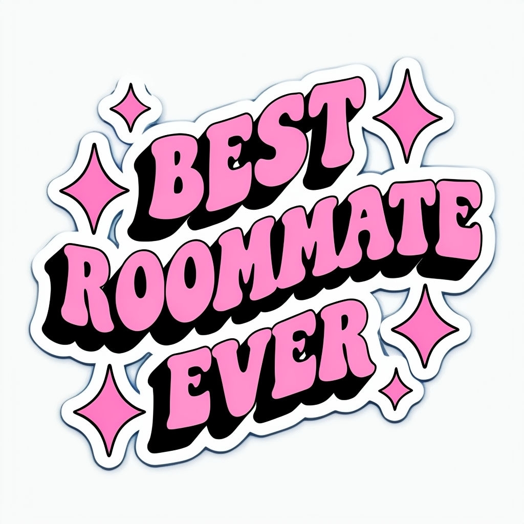 Cheerful Best Roommate Ever Typography with Stars Sticker