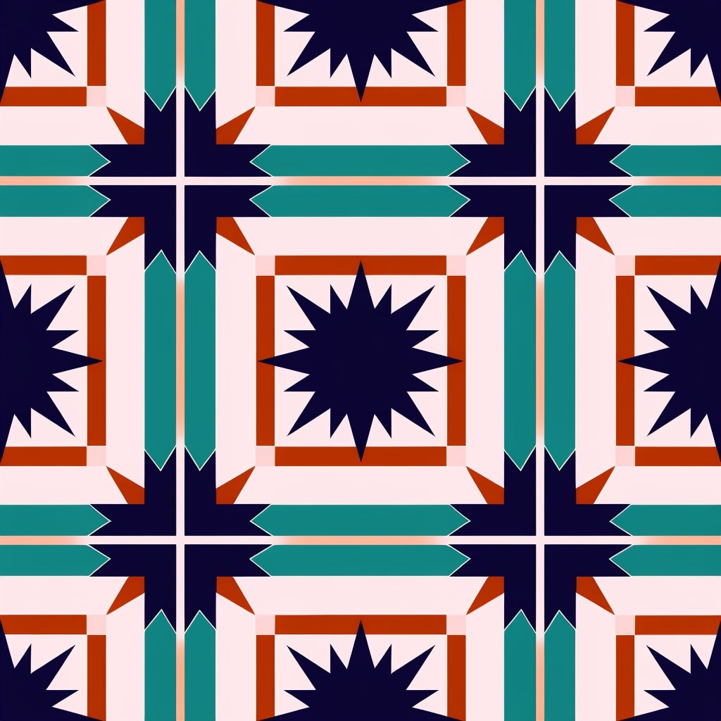 Modern Geometric Star-Like Shapes Seamless Pattern Design