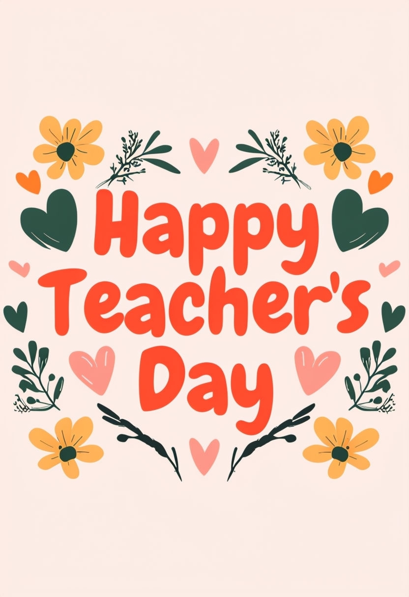 Cheerful Happy Teacher's Day Greeting Card Design