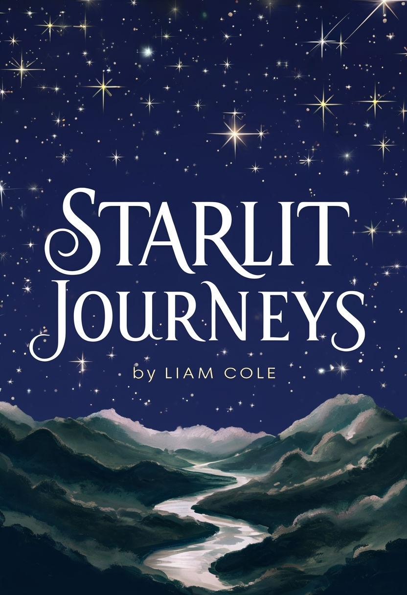 Celestial Adventure Book Cover for 'Starlit Journeys' by Liam Cole EBook Cover