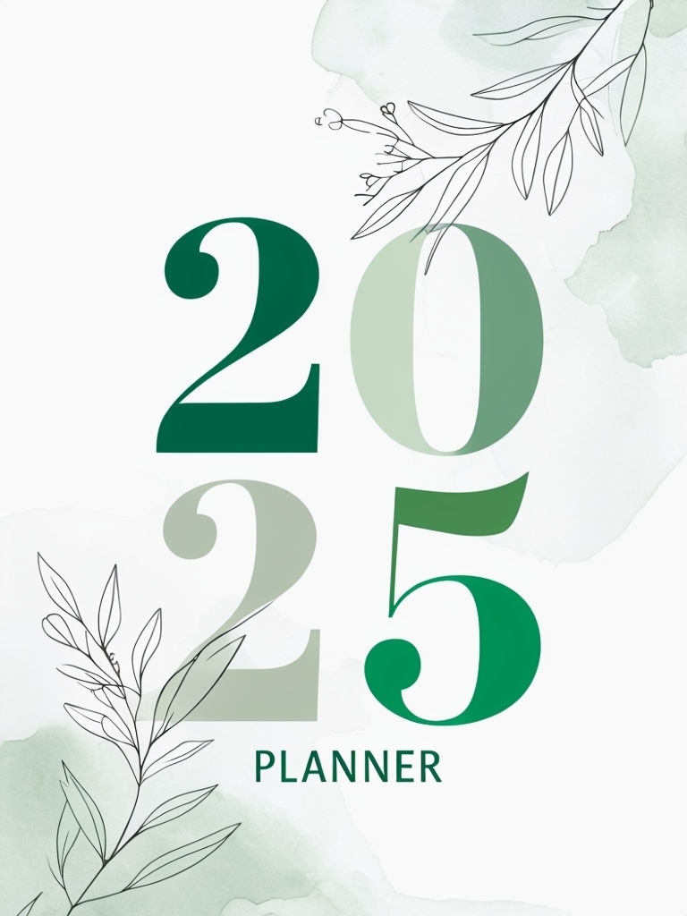 Minimalist 2024 Planner Cover with Elegant Botanical Design EBook Cover