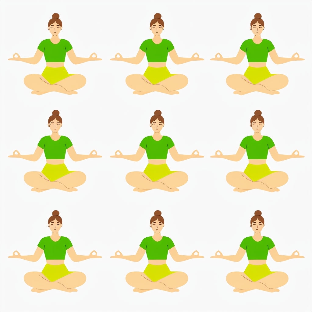 Mindful Yoga Female Figures Seamless Pattern Design