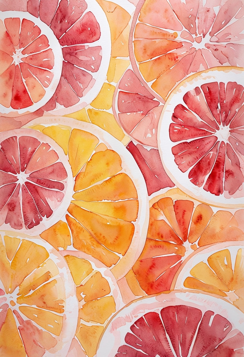 Vibrant Watercolor Citrus Fruit Slices Artwork Social Media Post
