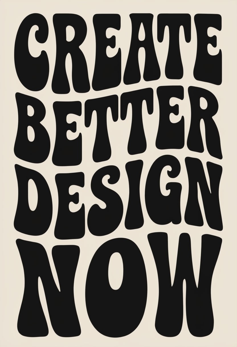 Bold Retro Typography Poster: 'CREATE BETTER DESIGN NOW' in Black on Beige Background Poster