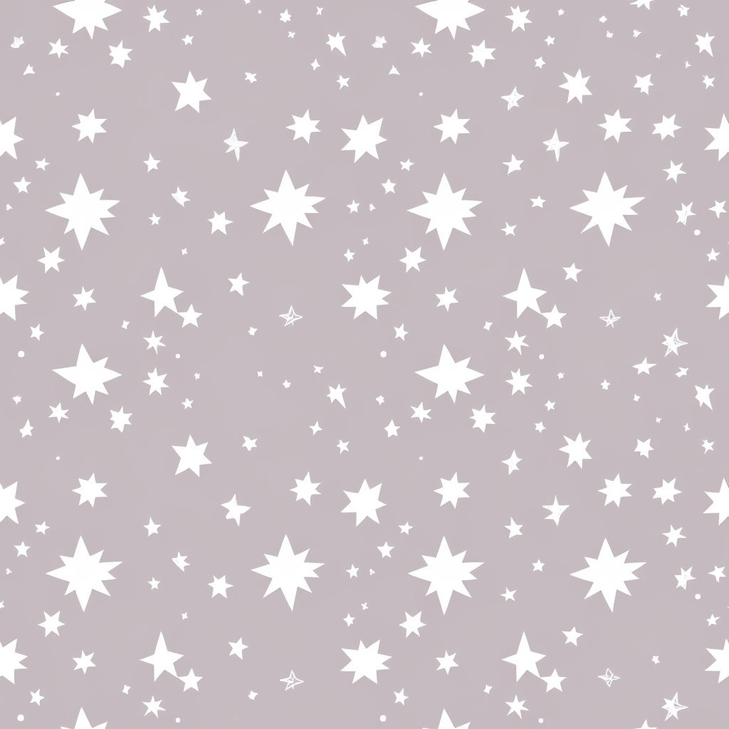 Whimsical White Star Pattern on Grayish-Pink Background Seamless Pattern