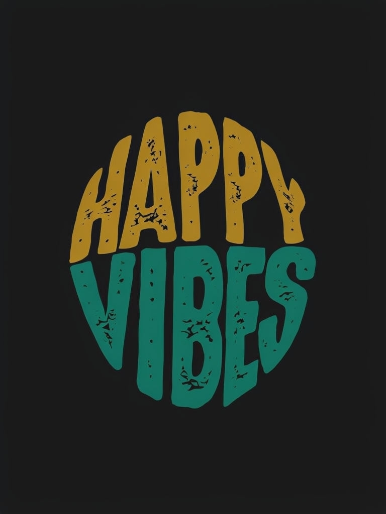 Happy Vibes Modern Typography T-Shirt