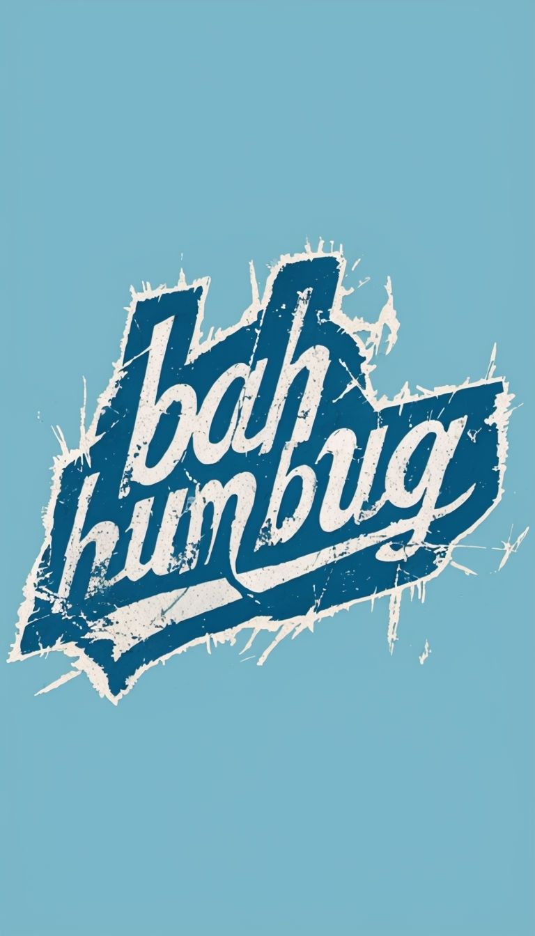 Rebellious 'Bah Humbug' Punk Rock Typography T-Shirt