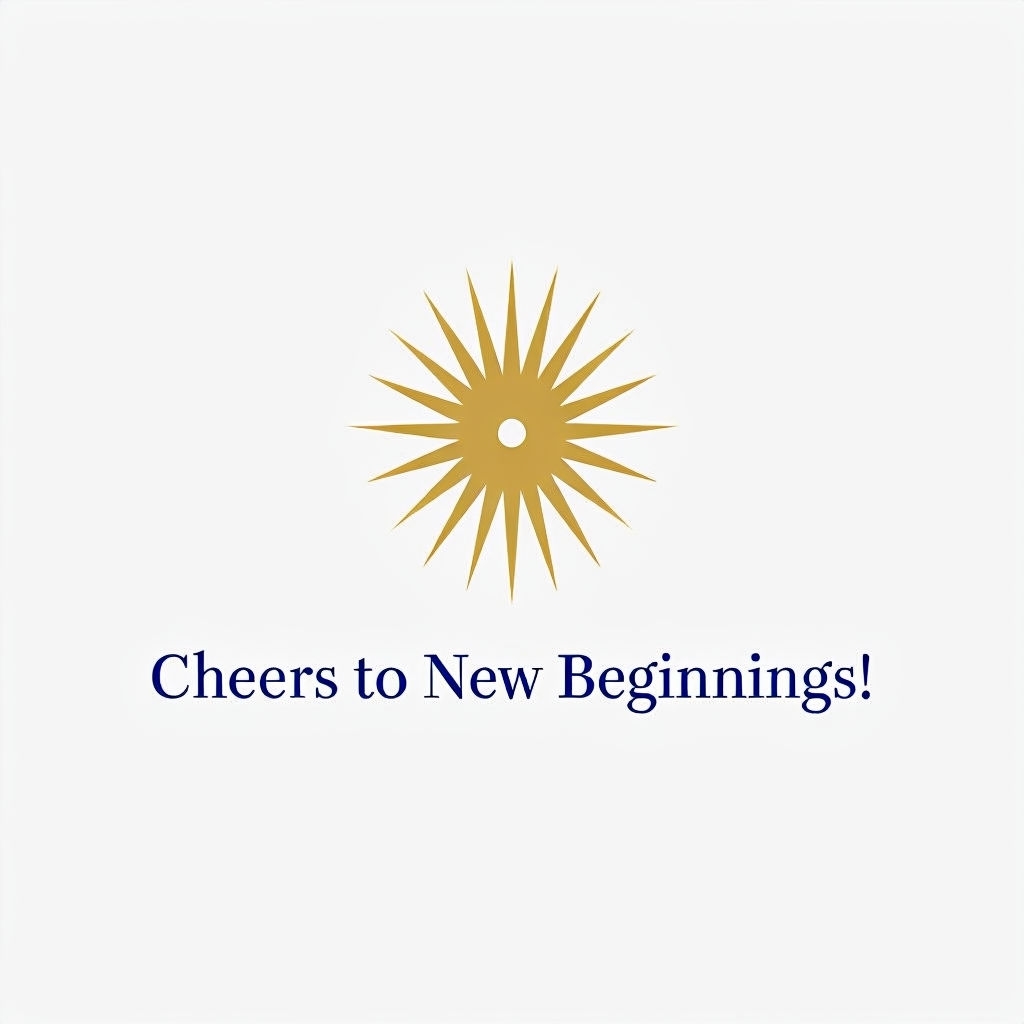 Elegant Gold Starburst Cheers to New Beginnings Sticker