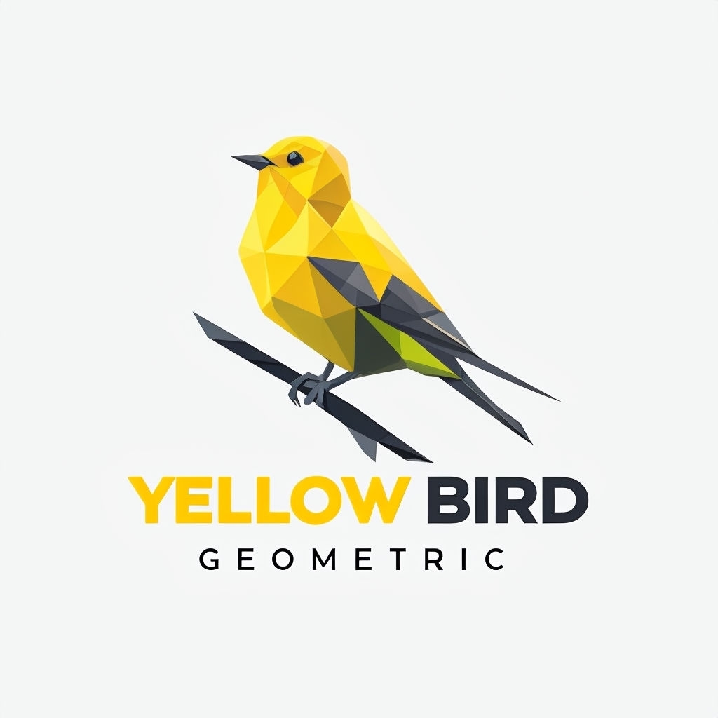 Geometric Low-Poly Yellow Bird Logo Design for Modern Branding