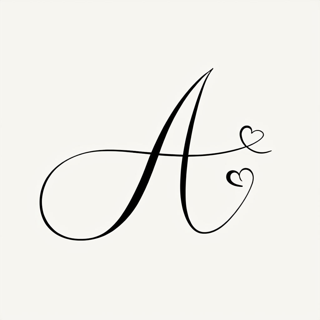 Elegant Black Cursive Letter A Minimalist Artwork Monogram